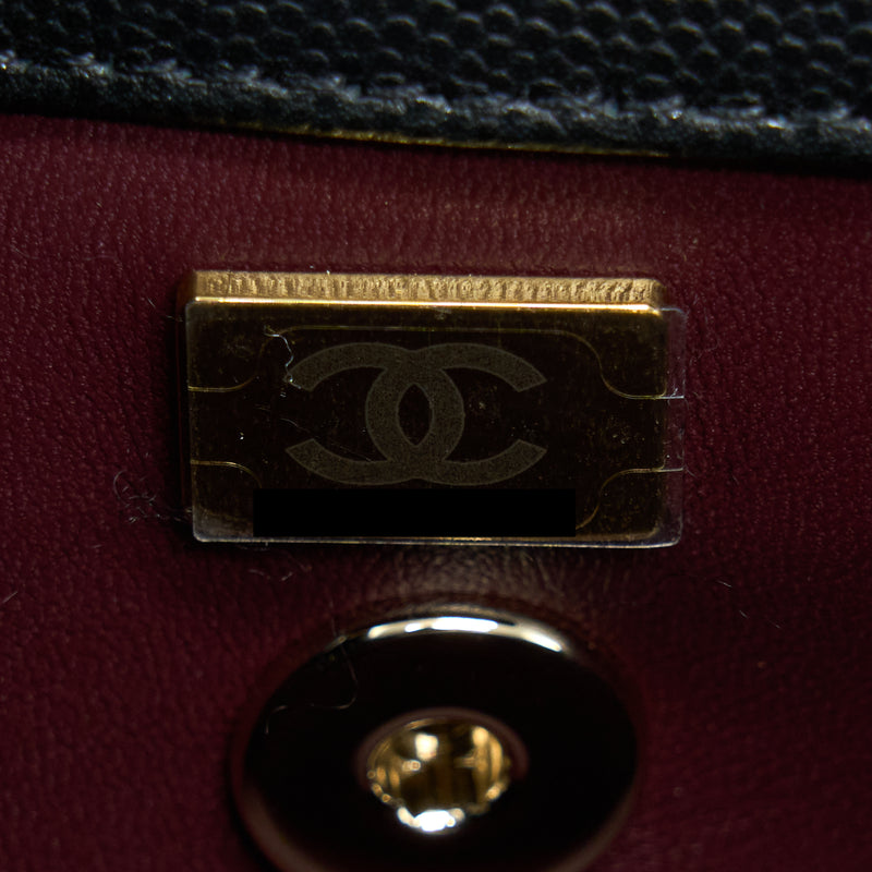 Chanel Small Coco Handle Caviar Black LGHW (Microchip).