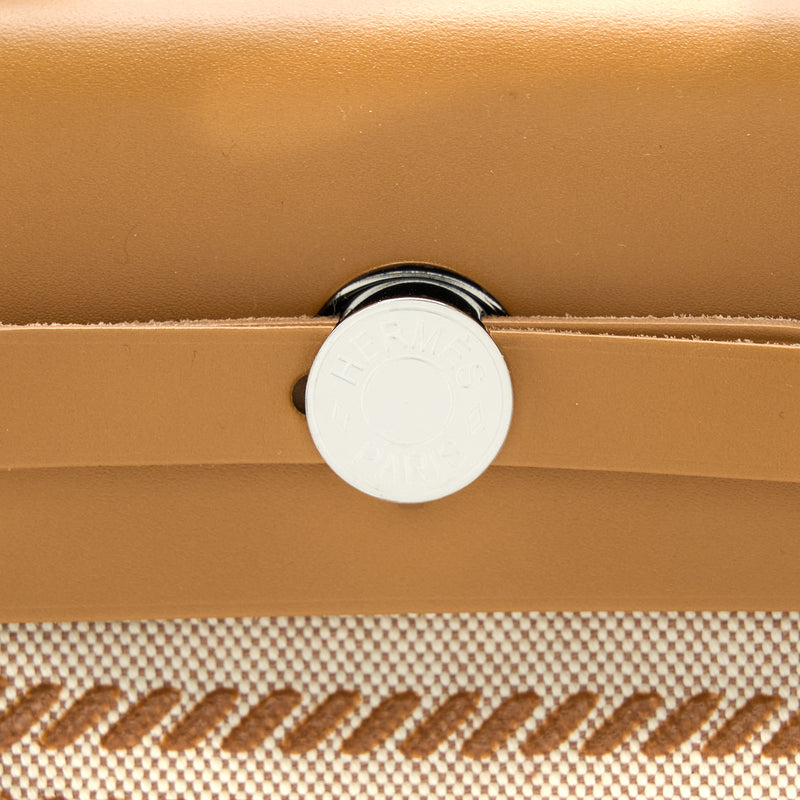 Hermes Herbag Zip 31 Toile H En Relief Brides Sable/ Ecru Beige/ Nat Sable STAMP Z
