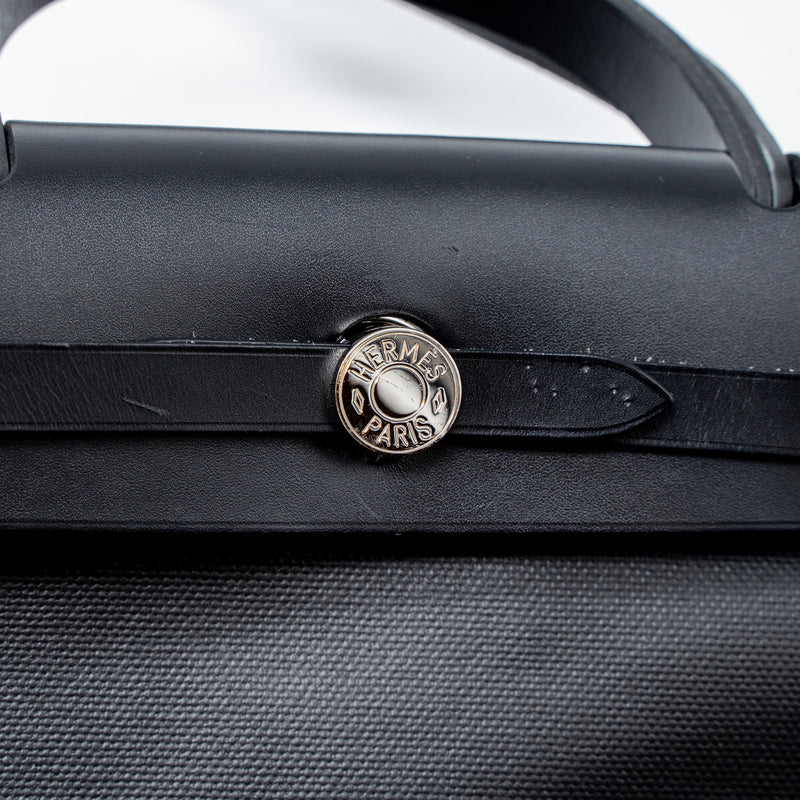 Hermes Herbag 31 Berline Canvas/Vache Hunter Black SHW Stamp C