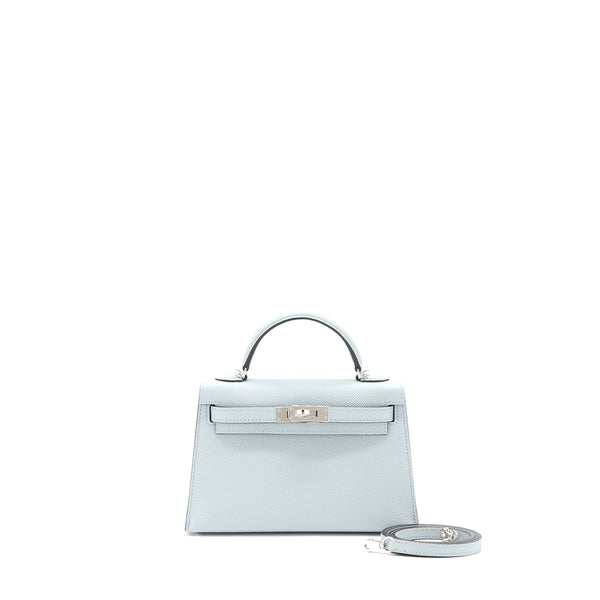 Hermes Mini Kelly II 20cm Epsom 8U Blue Glacier SHW Stamp Y