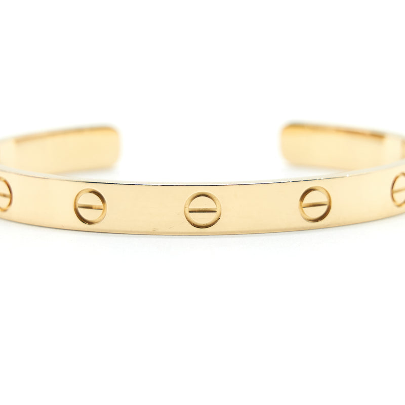 Cartier Size 17 Love Cuff Bangle Bracelet In Yellow Gold