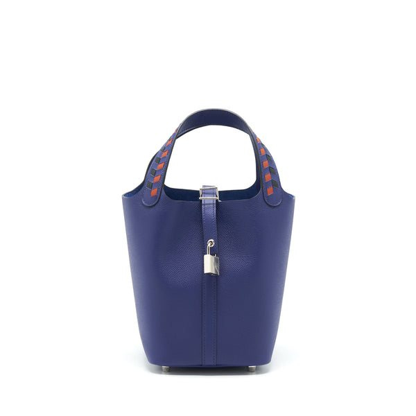 Hermes Picotin 18 Lock Bag Epsom Bleu Encre/ Brique/ Noir SHW Stamp Y