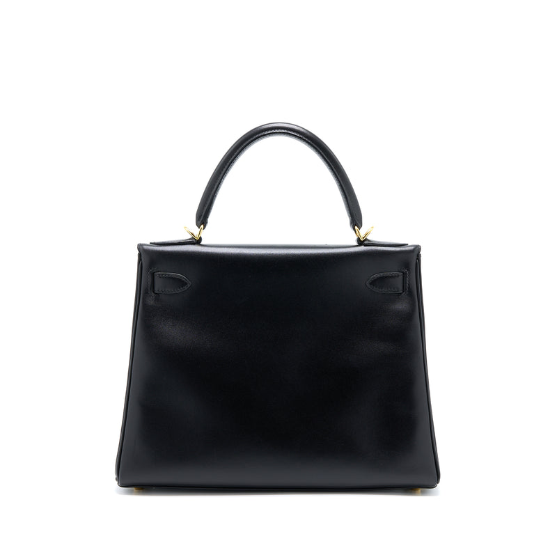 Hermes Vintage Kelly 28 Box Black GHW Stamp Square F