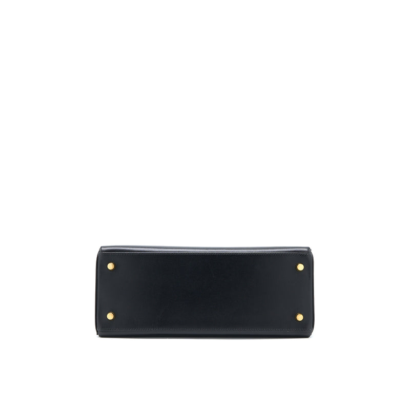 Hermes Vintage Kelly 28 Box Black GHW Stamp Square F