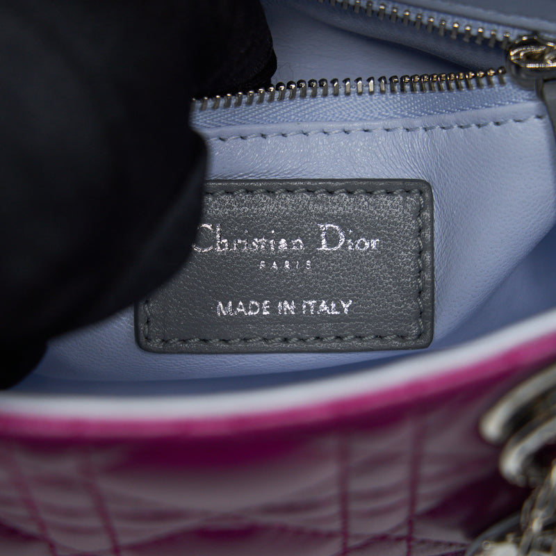 CHRISTIAN DIOR MINI LADY DIOR LAMBSKIN PINK/PURPLE/GREY