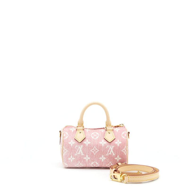 Louis Vuitton Nano Speedy Monogram Jacquard Denim Pink Bag