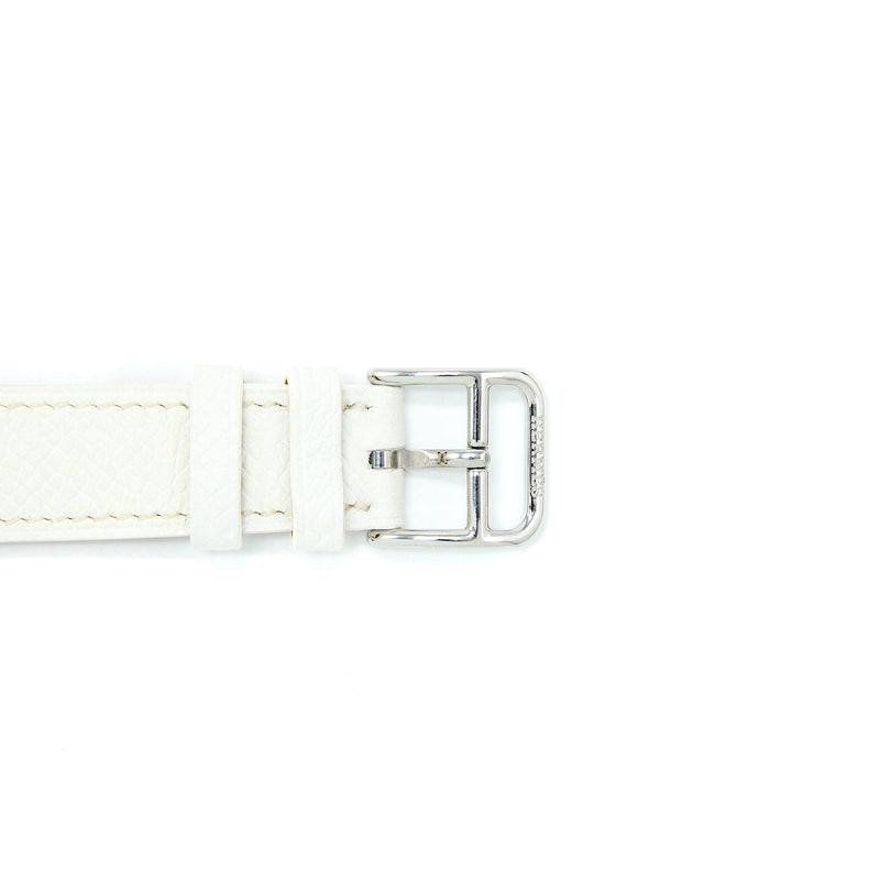 Hermes Heure H watch 21mm Epsom Leather Strap White