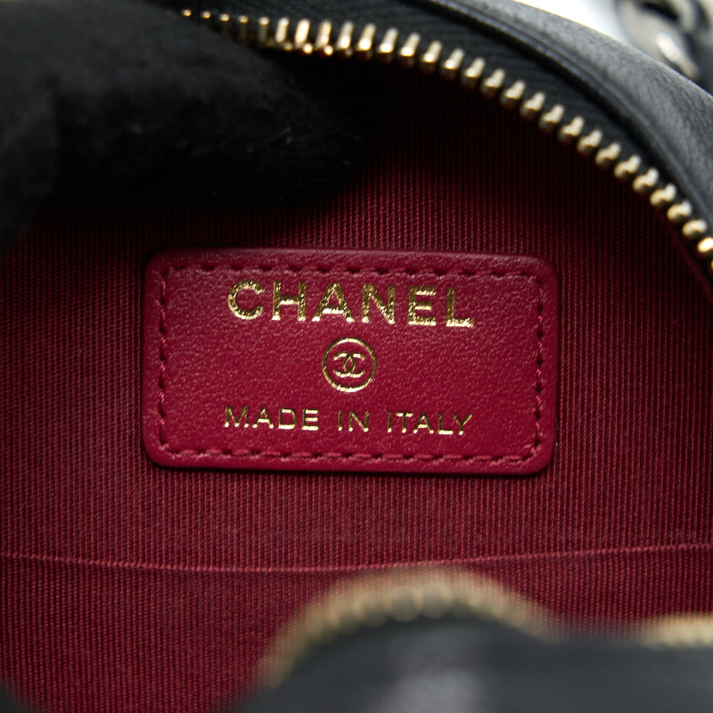Chanel 19 Round Clutch With Chain Goatskin Black Multicolour Hardware