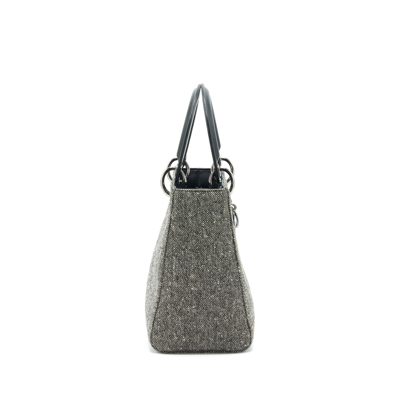 Dior Lady Dior Medium Fabric Dark Grey SHW