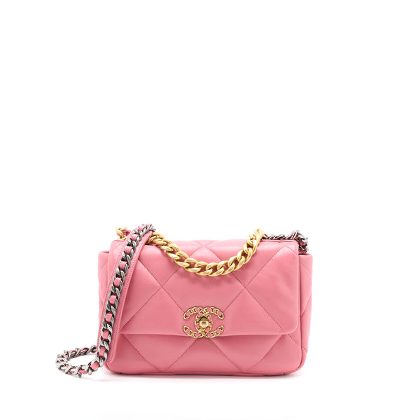 Chanel Small 19 Bag Lambskin Pink Multicolour Hardware (Microchip)