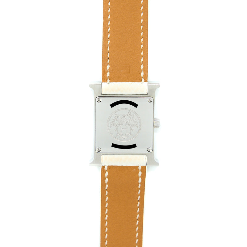 Hermes Heure H watch 21mm Epsom Leather Strap White