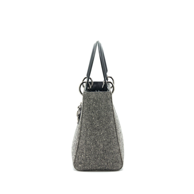 Dior Lady Dior Medium Fabric Dark Grey SHW