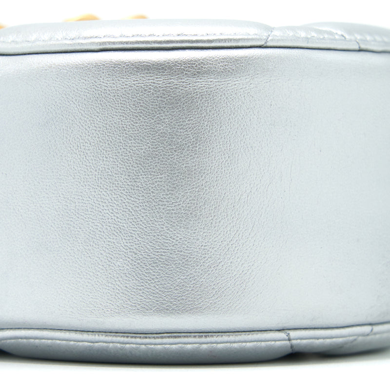 Chanel 19 Round Clutch With Chain Goatskin Silver Multicolour hardware
