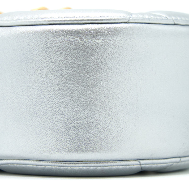 Chanel 19 Round Clutch With Chain Goatskin Silver Multicolour hardware