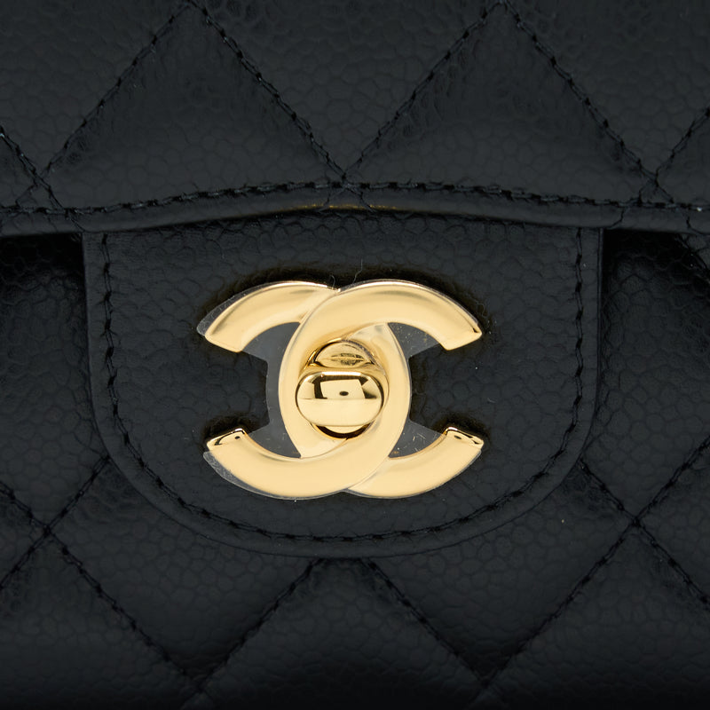 Chanel Medium Classic Double Flap Bag Caviar Black GHW (Microchip)