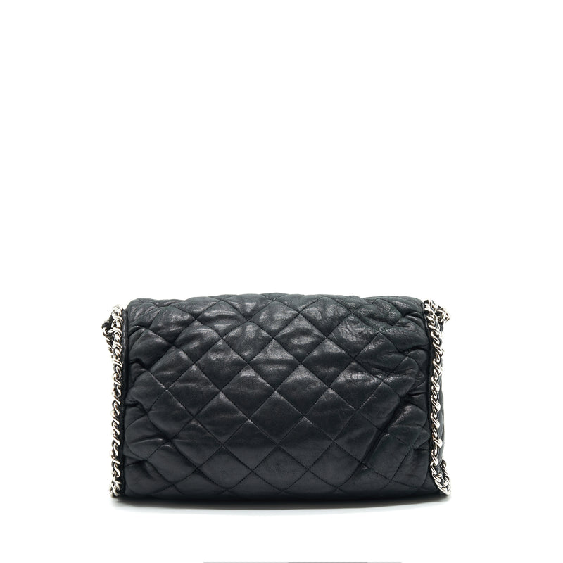 Chanel quilted leather with Chain Shoulder Bag Black SHW