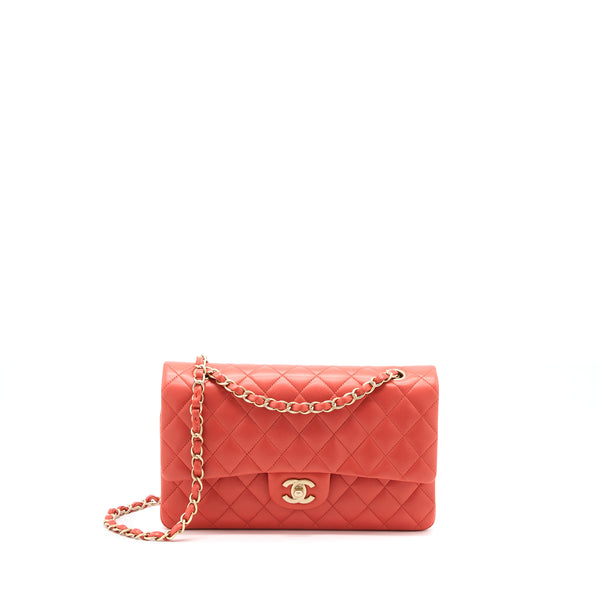Chanel Medium Classic Double Flap Bag Lambskin Coral Brushed GHW