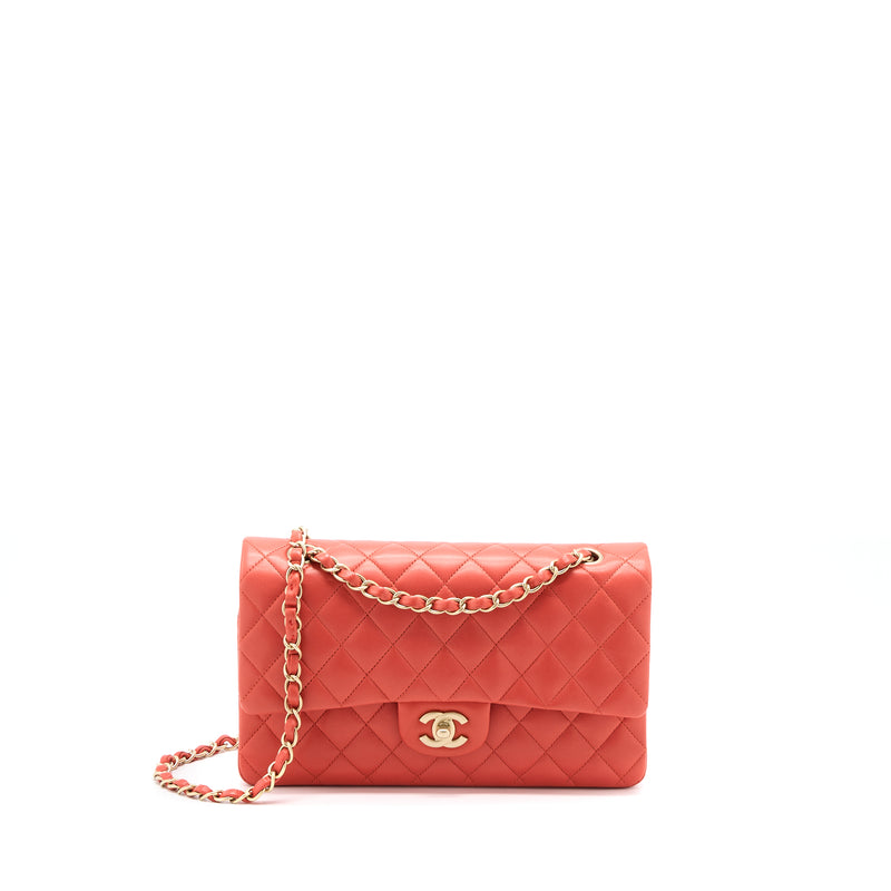Chanel Medium Classic Double Flap Bag Lambskin Coral Brushed GHW