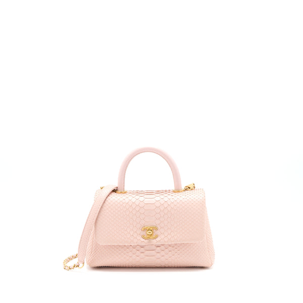 Chanel Small Coco Handle Python Leather Light Pink Brushed GHW