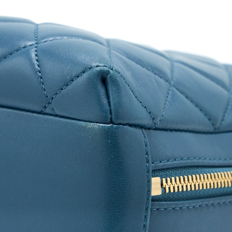 Chanel Quilted Large Trendy CC Bowling Bag Lambskin Blue LGHW