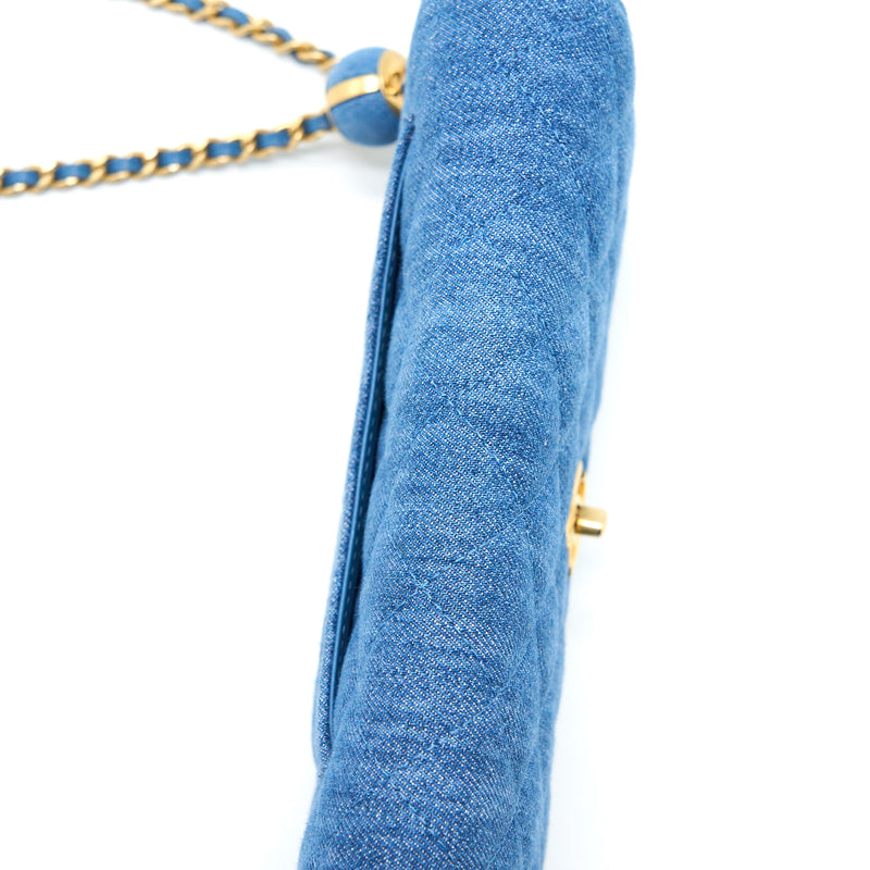 Chanel Pearl Crush Wallet on Chain Denim Light Blue GHW (Microchip)