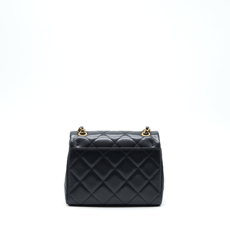 Chanel 22P New Square Flap Bag Caviar Black Brushed GHW