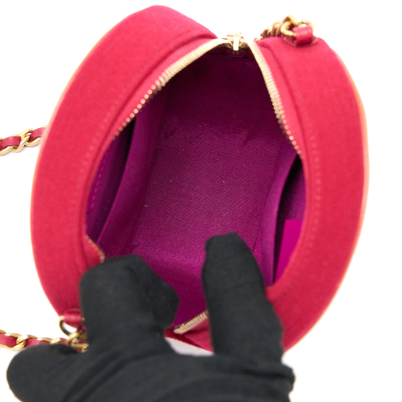 Chanel Round Clutch with Chain Fabric Multicolour GHW