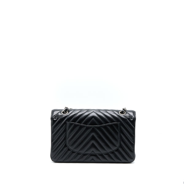 Chanel Medium Classic Double Flap Bag Chevron Caviar Black SHW