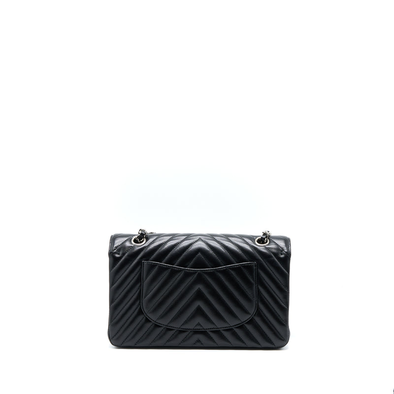 Chanel Medium Classic Double Flap Bag Chevron Caviar Black SHW