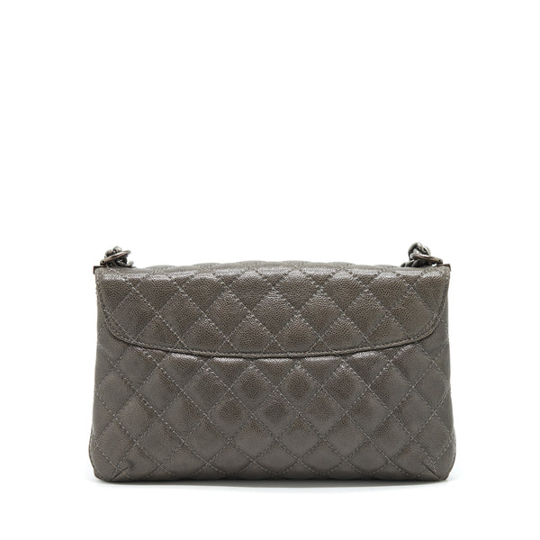 Chanel Flap Bag Caviar Dark Grey Ruthenium Sliver Hardware