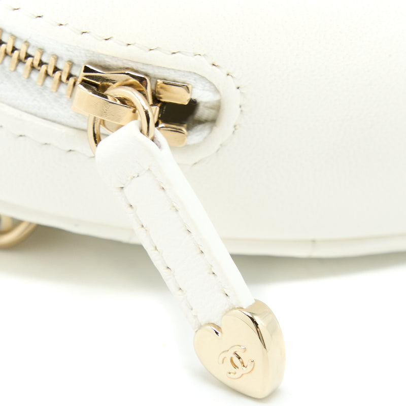 Chanel Heart Belt Bag Lambskin White LGHW