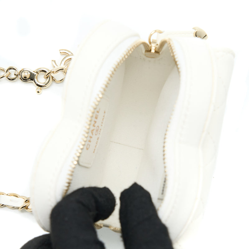 Chanel Heart Belt Bag Lambskin White LGHW