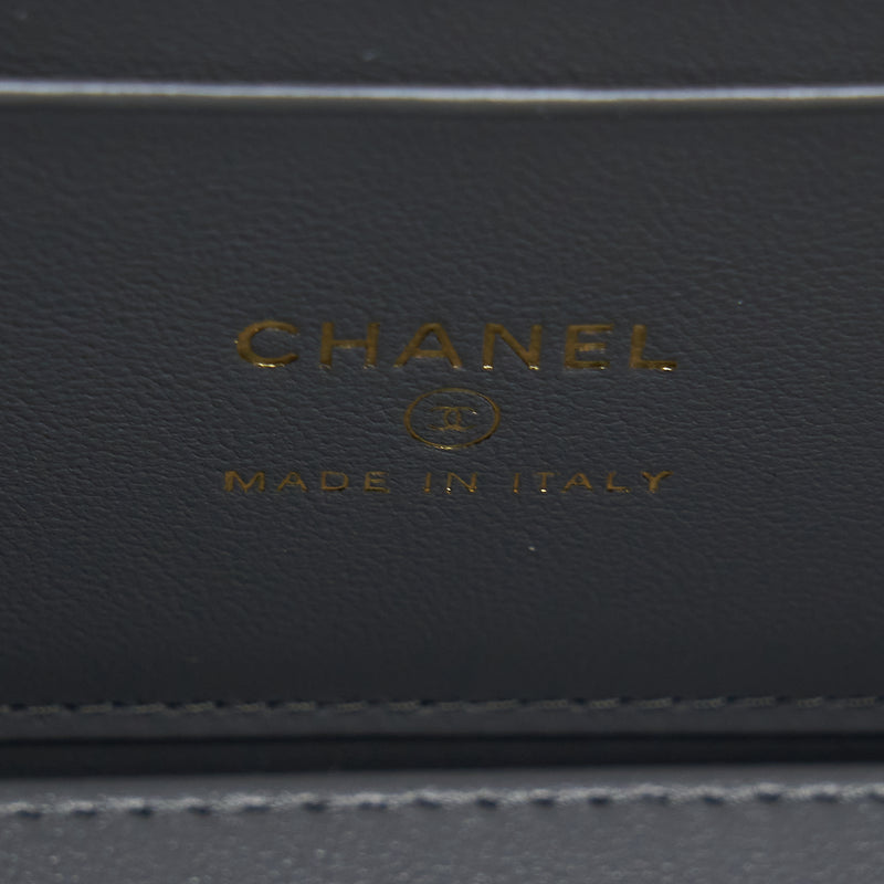 Chanel 22A Top Handle Long Vanity With Chain Lambskin Grey LGHW