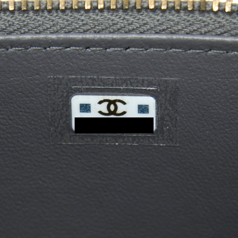 Chanel 22A Top Handle Long Vanity With Chain Lambskin Grey LGHW