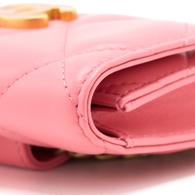 Chanel Mini Flap Waist Bag Enamel Logo Lambskin Pink GHW