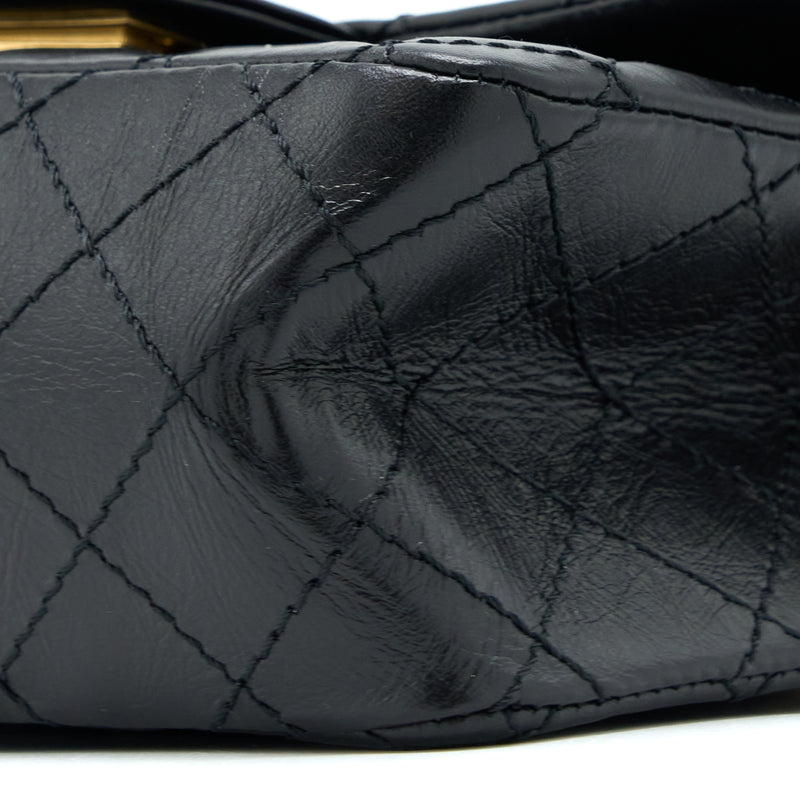 Chanel Mini 2.55 Reissue Flap Bag Aged Calfskin Black Brushed GHW (Microchip)
