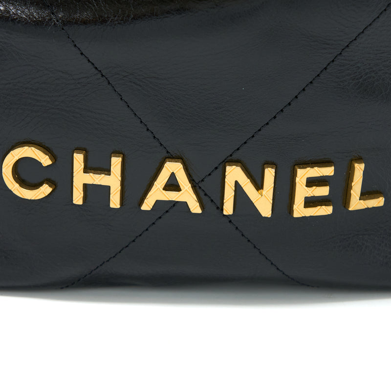 Chanel 23S Mini 22 Bag with Pearl Shiny Calfskin Black GHW (Microchip)