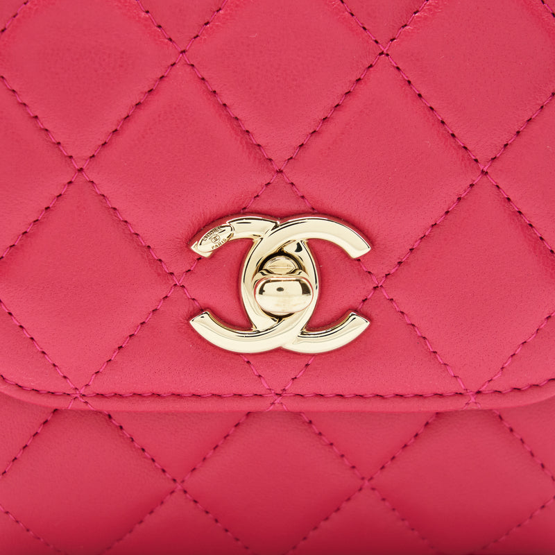 Chanel Mini Trendy CC Wallet On Chain Lambskin Pink LGHW