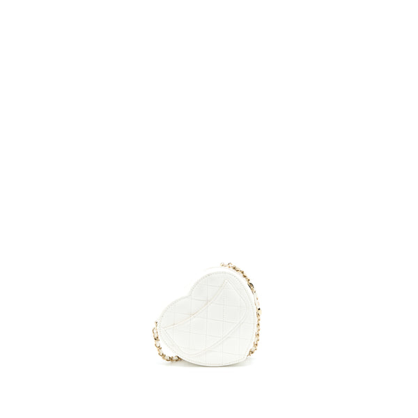 Chanel Small Heart Bag Lambskin White LGHW