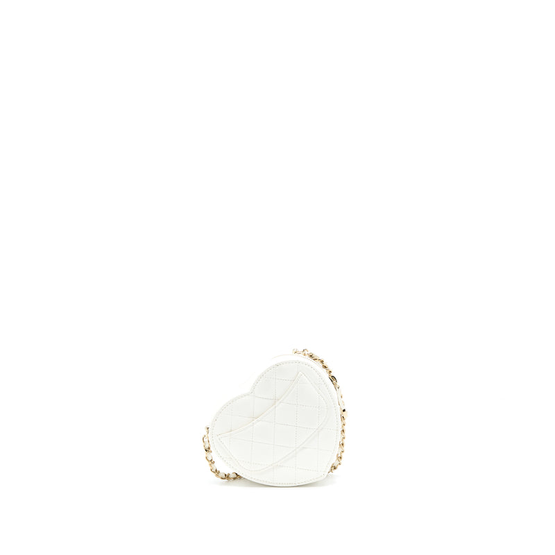 Chanel Small Heart Bag Lambskin White LGHW