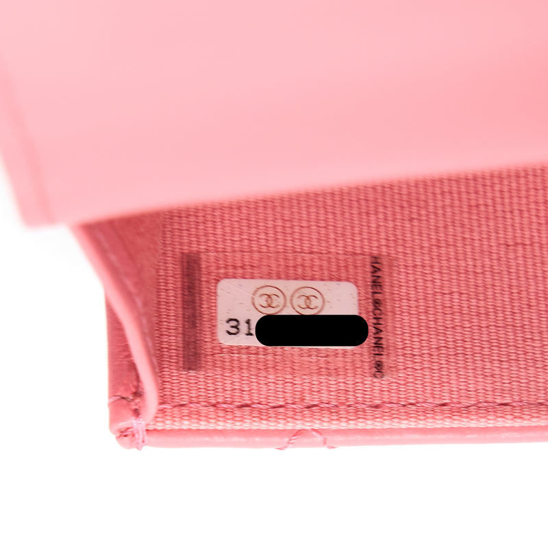 Chanel Mini Flap Waist Bag Enamel Logo Lambskin Pink GHW