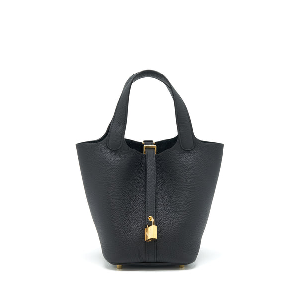 Hermes Picotin 18 Clemence Black GHW Stamp Z