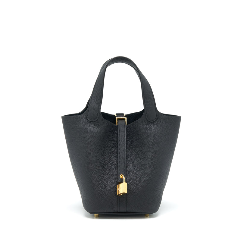 Hermes Picotin 18 Clemence Black GHW Stamp Z