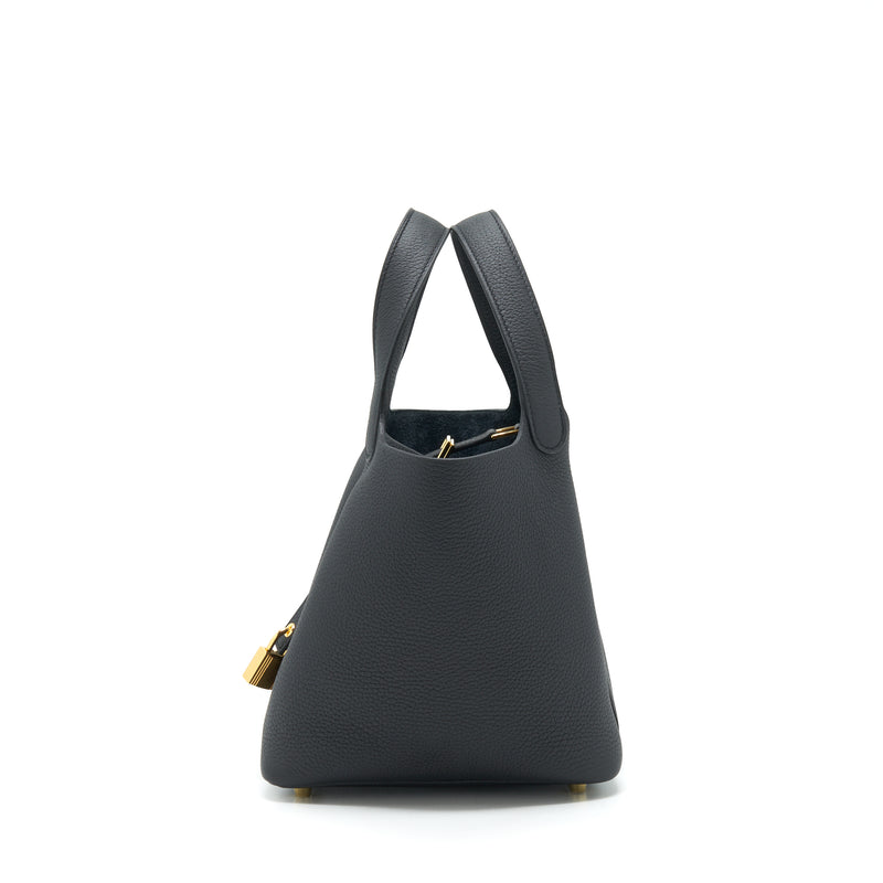 Hermes Picotin 18 Clemence Black GHW Stamp Z