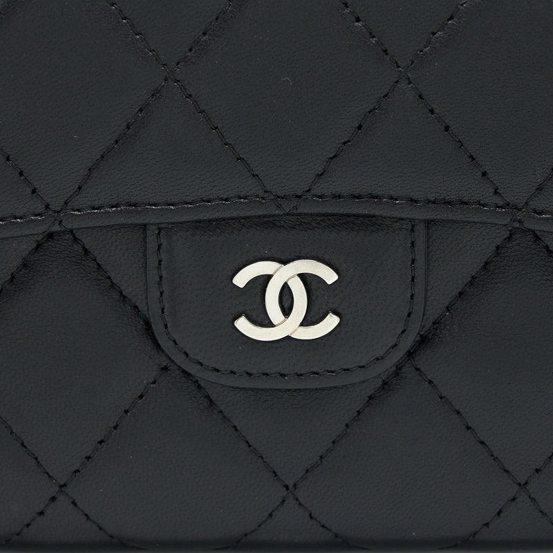 Chanel Long Flap Wallet Lambskin Black SHW