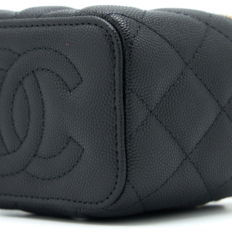 Chanel Mini Square Vanity Case Caviar Black LGHW (Microchip)