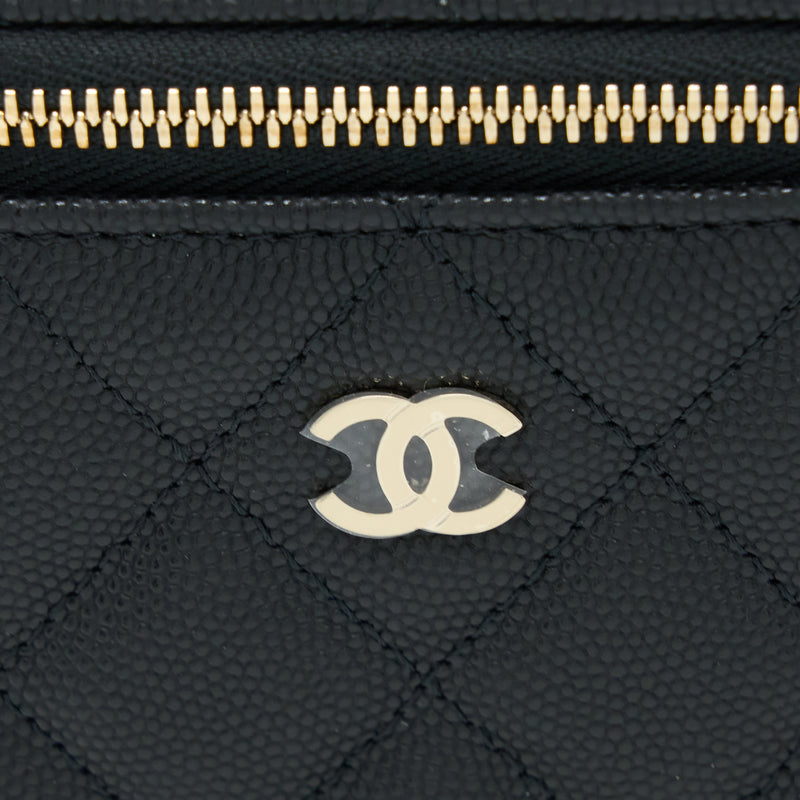 Chanel Mini Square Vanity Case Caviar Black LGHW (Microchip)