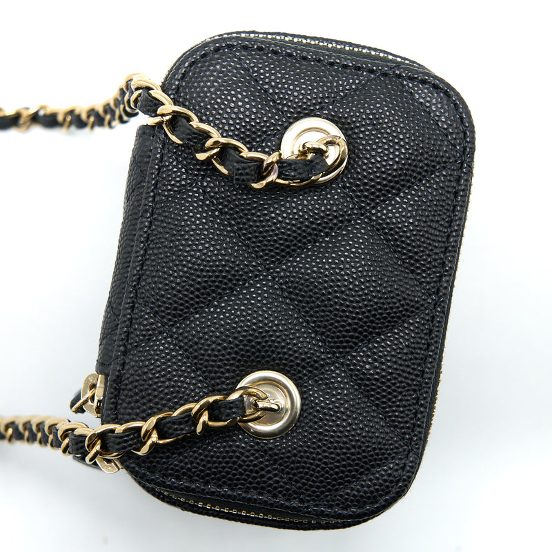 Chanel Pearl Crush Vanity Case With Chain Quilted Lambskin Small