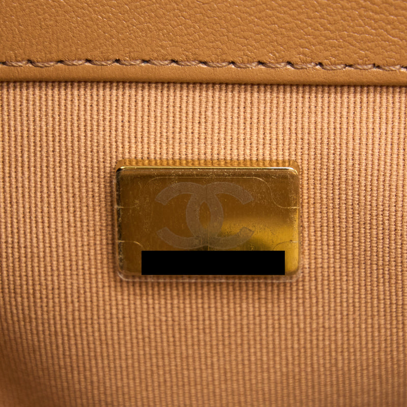 Chanel 22A Small 19 Bag Lambskin Caramel GHW (Microchip)