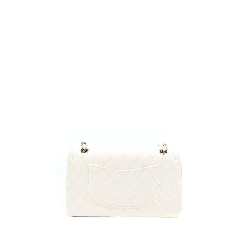 Chanel Medium Classic Double Flap Bag Caviar White SHW (Microchip)